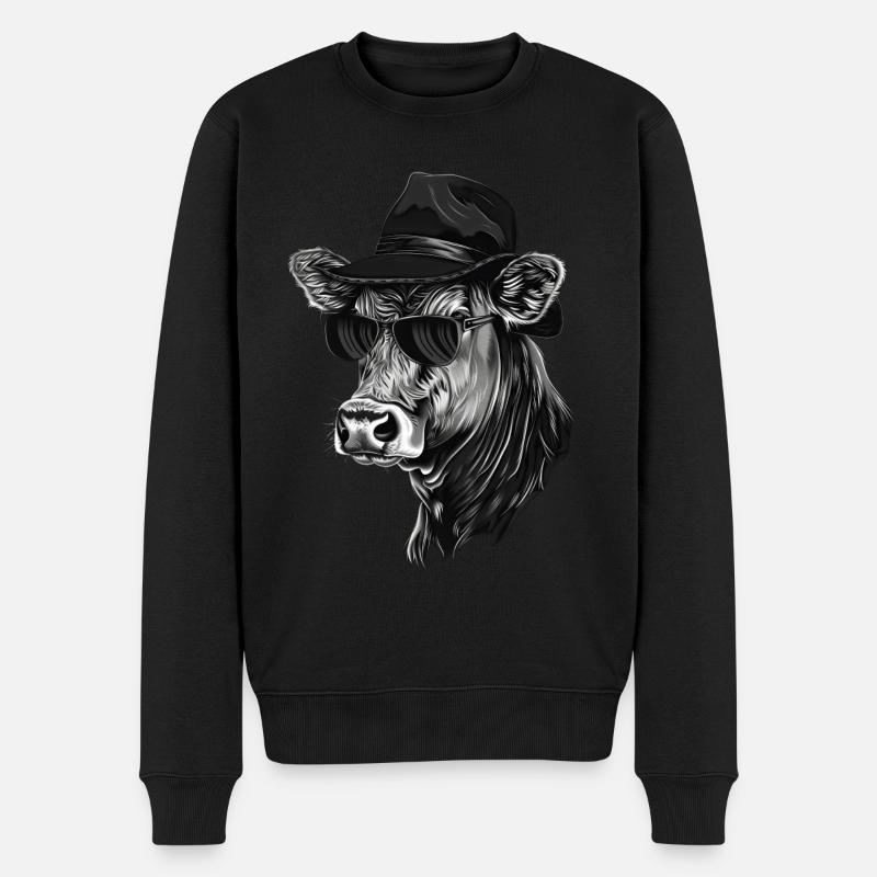 Kuh - Männer Premium Bio Pullover - Schwarz