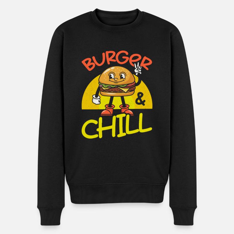 Burger Und Chill - Männer Premium Bio Pullover - Schwarz