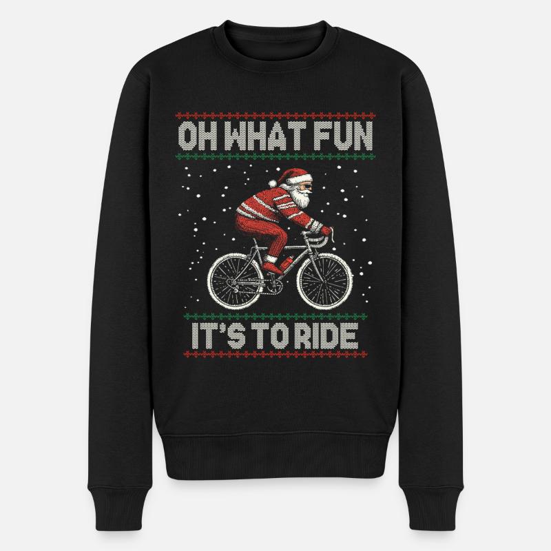 LUSTIGER WEIHNACHTSMANN FAHRRAD WEIHNACHTSGESCHENK - Männer Premium Bio Pullover - Schwarz