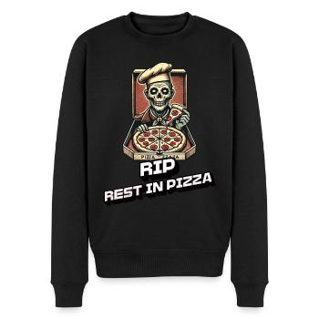 Rest In Pizza Lustiger Pizzaliebhaber Spruch - Männer Premium Bio Pullover - Schwarz - Vorne - Nico (187cm)