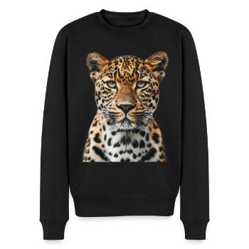 Leopard - Männer Premium Bio Pullover - Schwarz - Vorne - Nico (187cm)