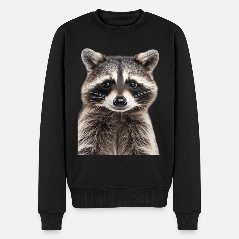 Waschbär - Männer Premium Bio Pullover - Schwarz