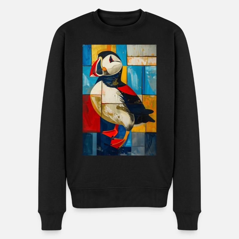 Papageitaucher - Männer Premium Bio Pullover - Schwarz