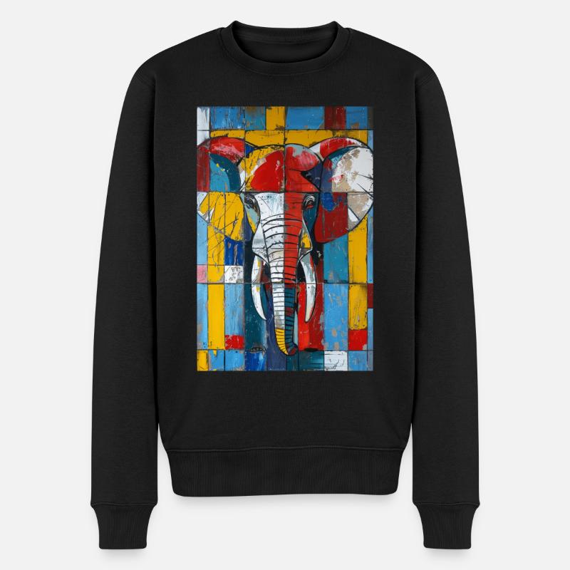 Elefant - Männer Premium Bio Pullover - Schwarz