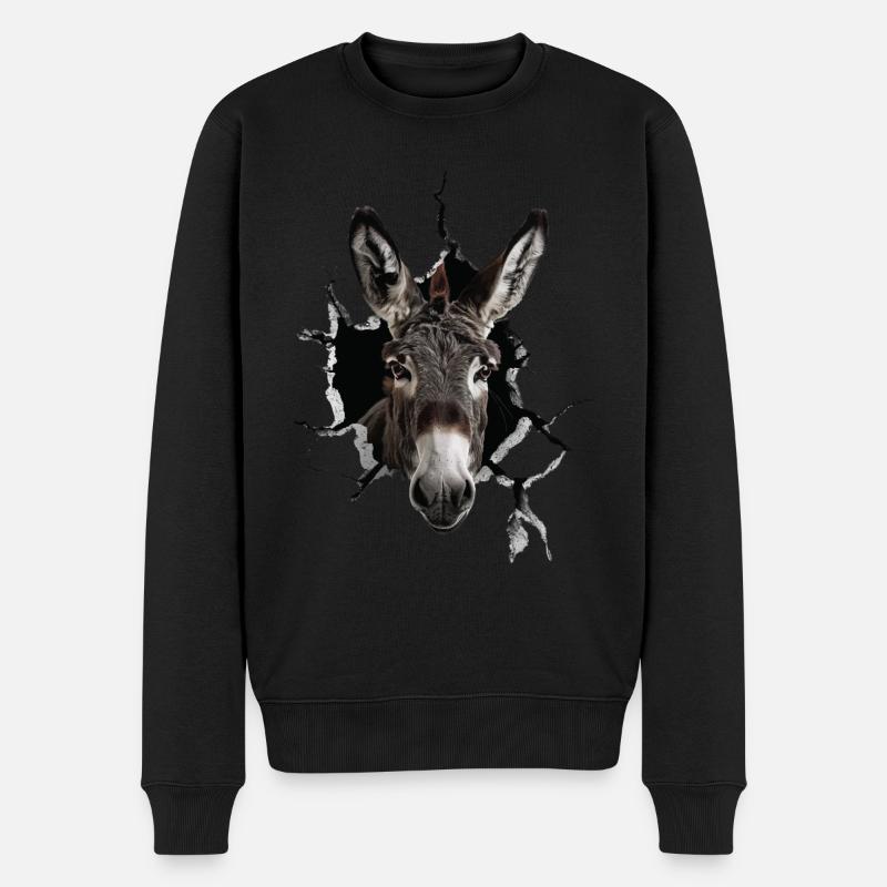 Esel - Männer Premium Bio Pullover - Schwarz