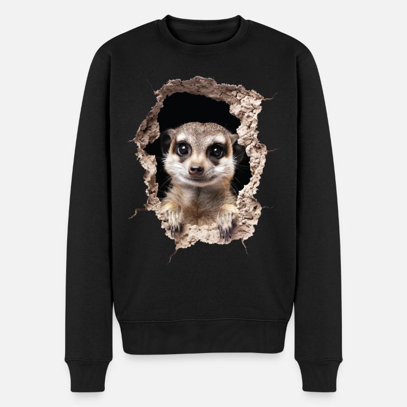 Erdmännchen - Männer Premium Bio Pullover - Schwarz