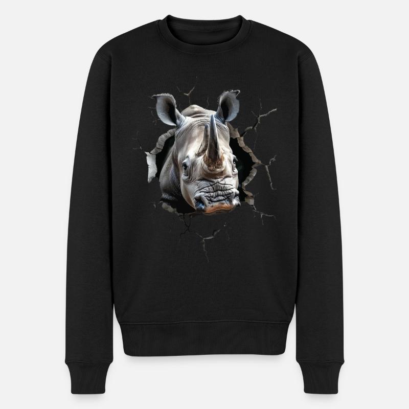 Nashorn - Männer Premium Bio Pullover - Schwarz