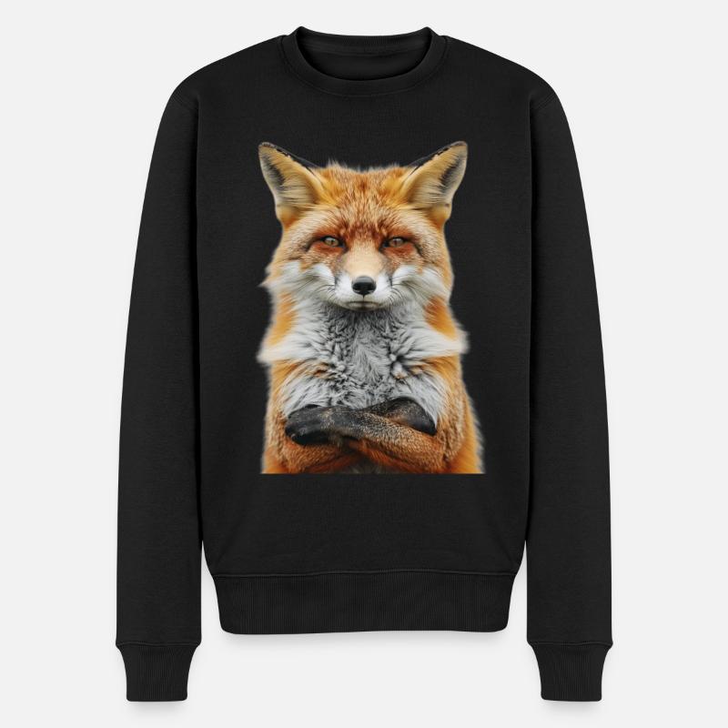 Fuchs - Männer Premium Bio Pullover - Schwarz