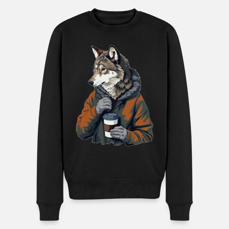 Wolf - Men's Premium Organic Jumper - black