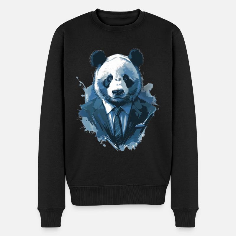 Panda - Männer Premium Bio Pullover - Schwarz