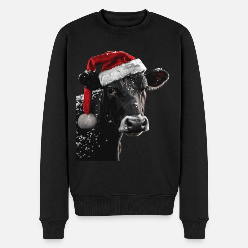 Kuh - Männer Premium Bio Pullover - Schwarz