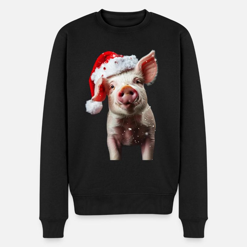 Schwein - Männer Premium Bio Pullover - Schwarz