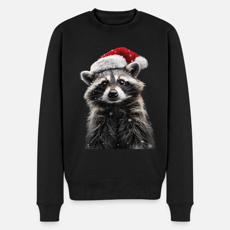 Waschbär - Männer Premium Bio Pullover - Schwarz