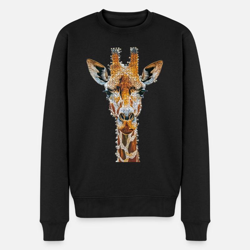 Giraffe - Männer Premium Bio Pullover - Schwarz