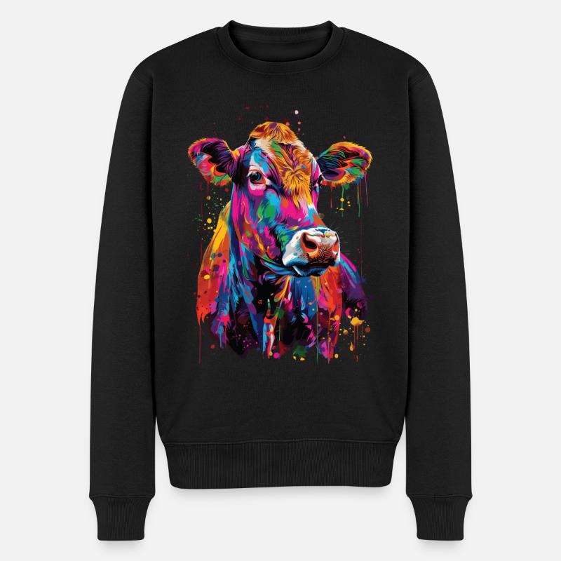 Kuh - Männer Premium Bio Pullover - Schwarz