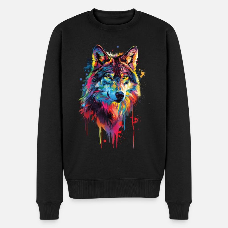 Wolf - Men's Premium Organic Jumper - black