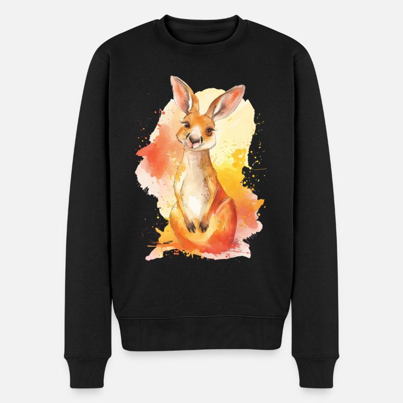 Känguru - Männer Premium Bio Pullover - Schwarz