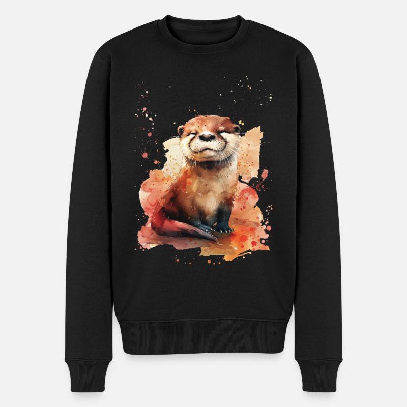 Otter - Männer Premium Bio Pullover - Schwarz