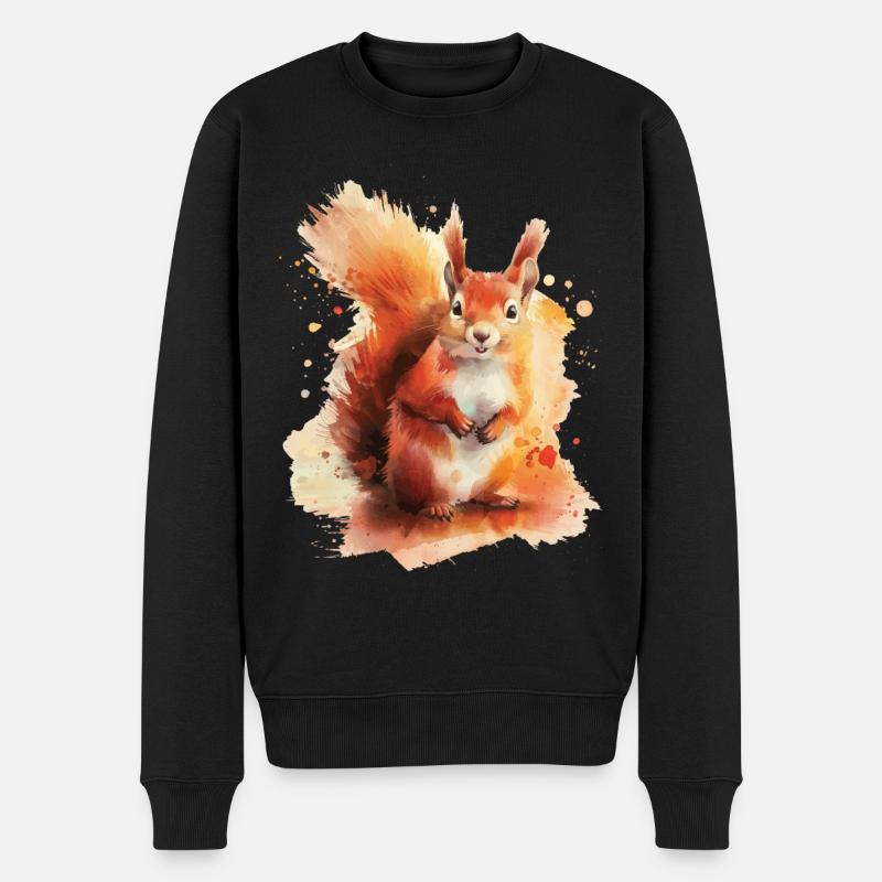 Eichhörnchen - Männer Premium Bio Pullover - Schwarz