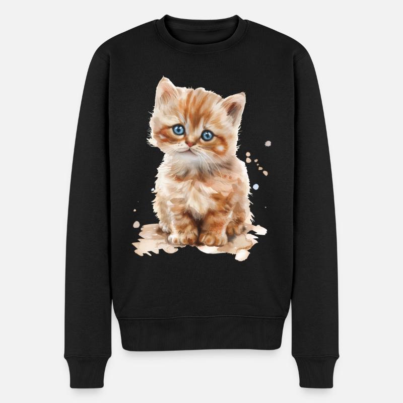 Katze - Männer Premium Bio Pullover - Schwarz