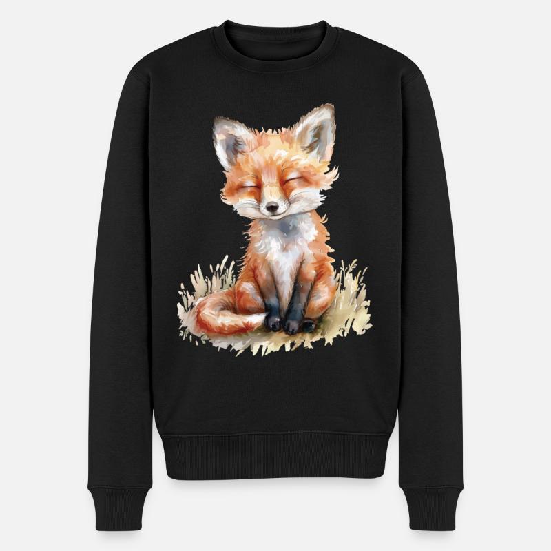 Fuchs - Männer Premium Bio Pullover - Schwarz