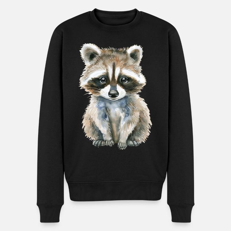 Waschbär - Männer Premium Bio Pullover - Schwarz