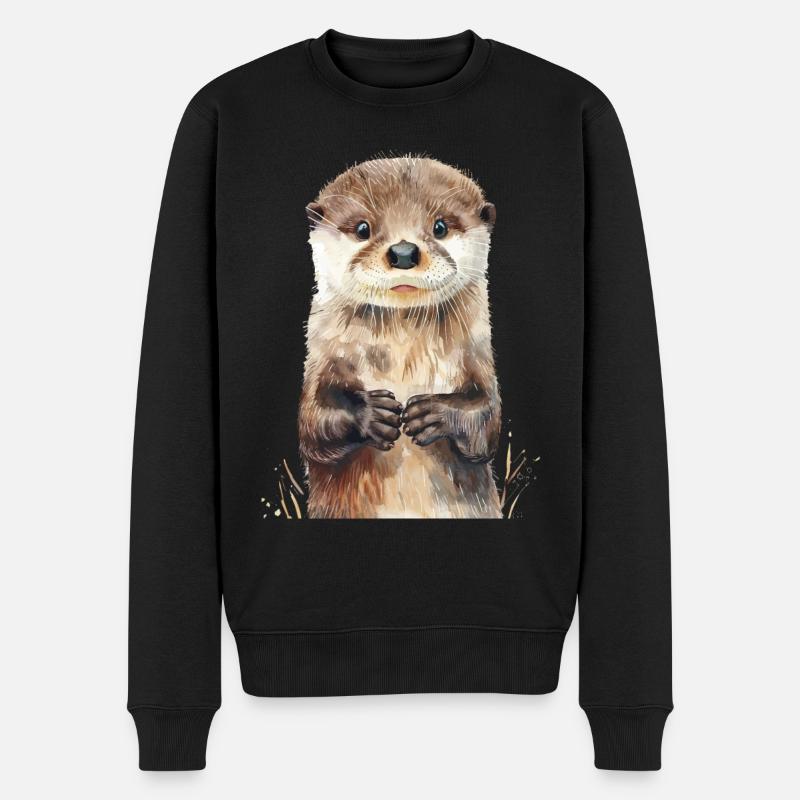 Otter - Männer Premium Bio Pullover - Schwarz