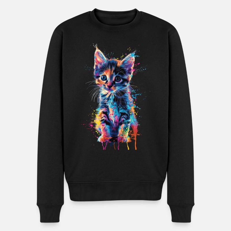 Katze - Männer Premium Bio Pullover - Schwarz