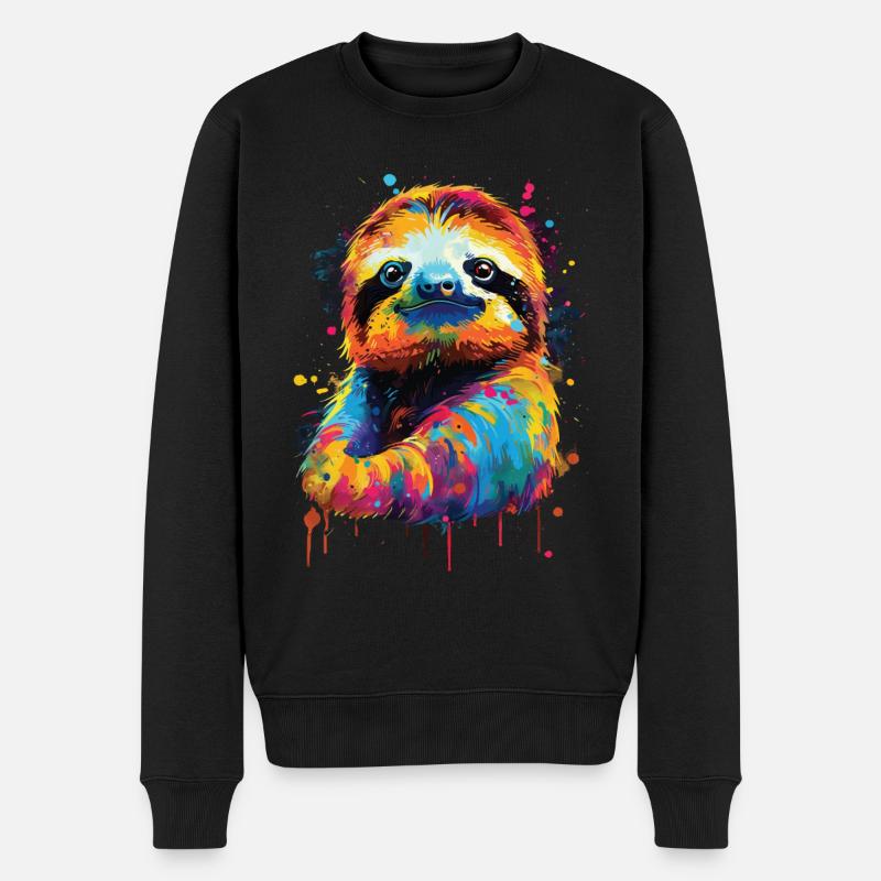 Faultier - Männer Premium Bio Pullover - Schwarz