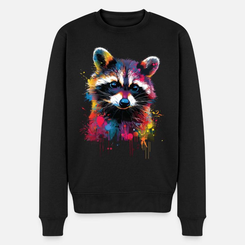 Waschbär - Männer Premium Bio Pullover - Schwarz