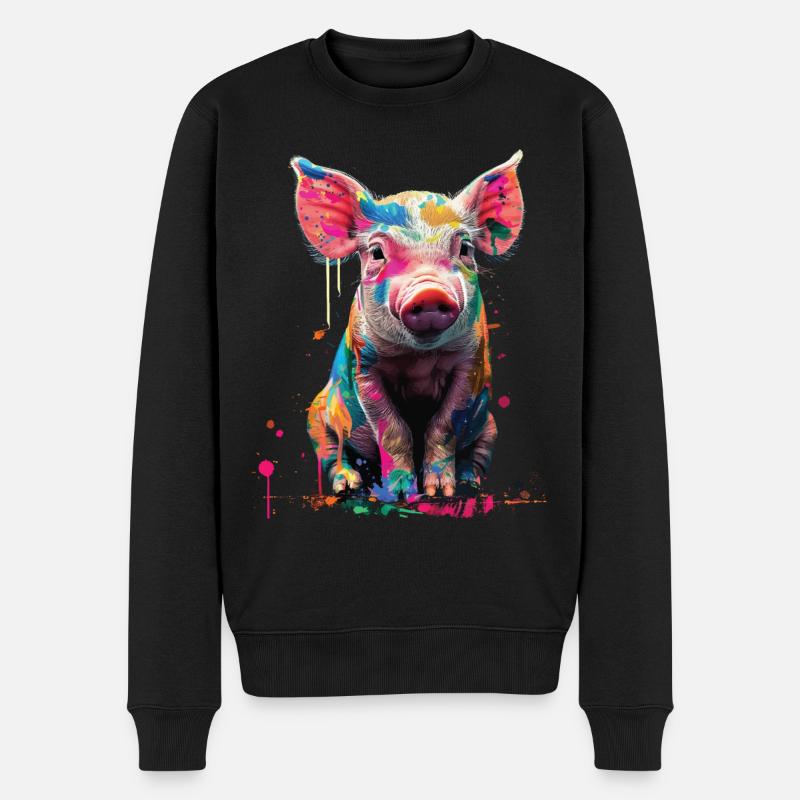 Schwein - Männer Premium Bio Pullover - Schwarz