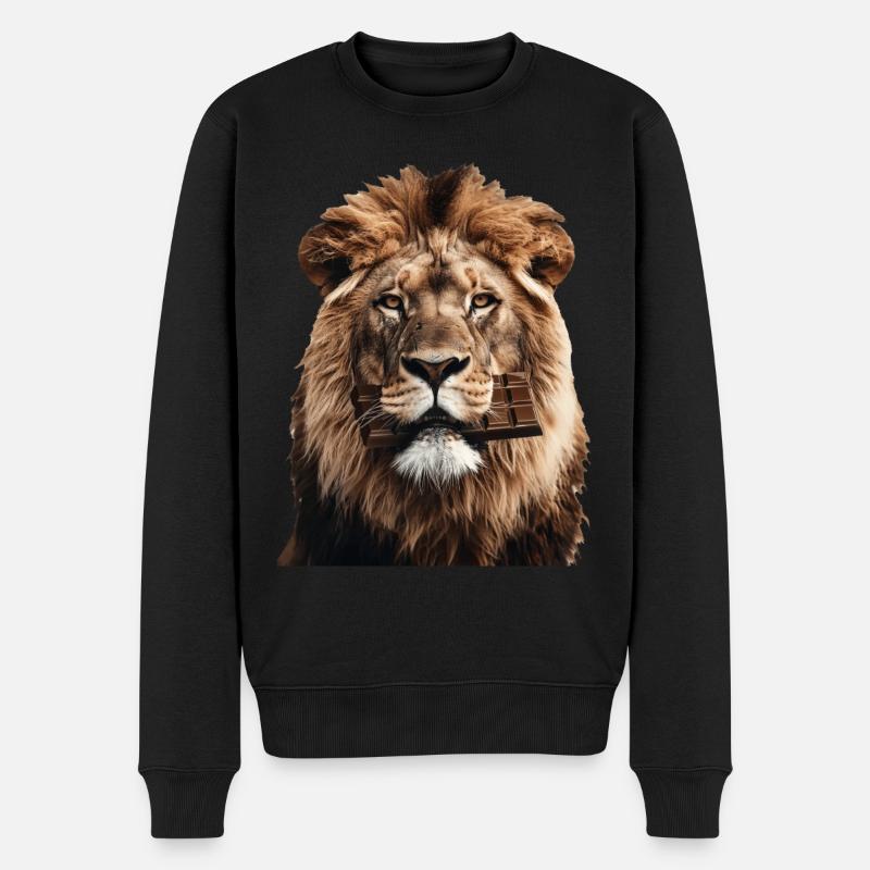 Löwe - Männer Premium Bio Pullover - Schwarz