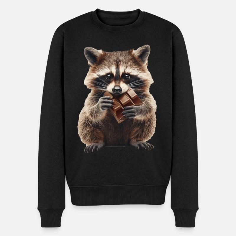 Waschbär - Männer Premium Bio Pullover - Schwarz