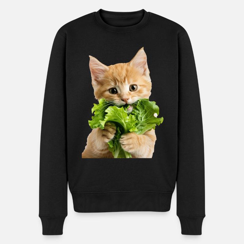 Katze - Männer Premium Bio Pullover - Schwarz