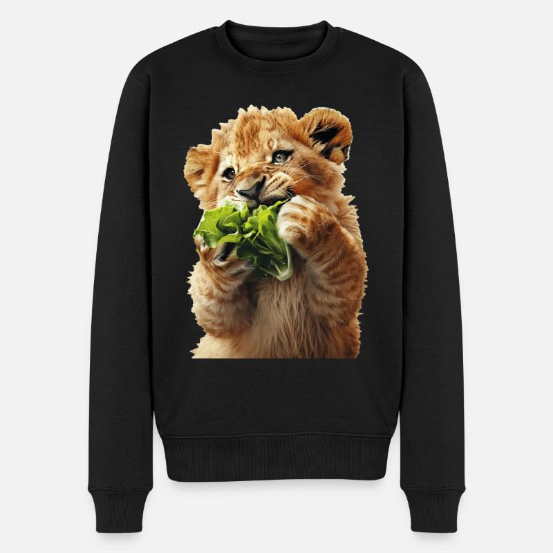 Löwe - Männer Premium Bio Pullover - Schwarz