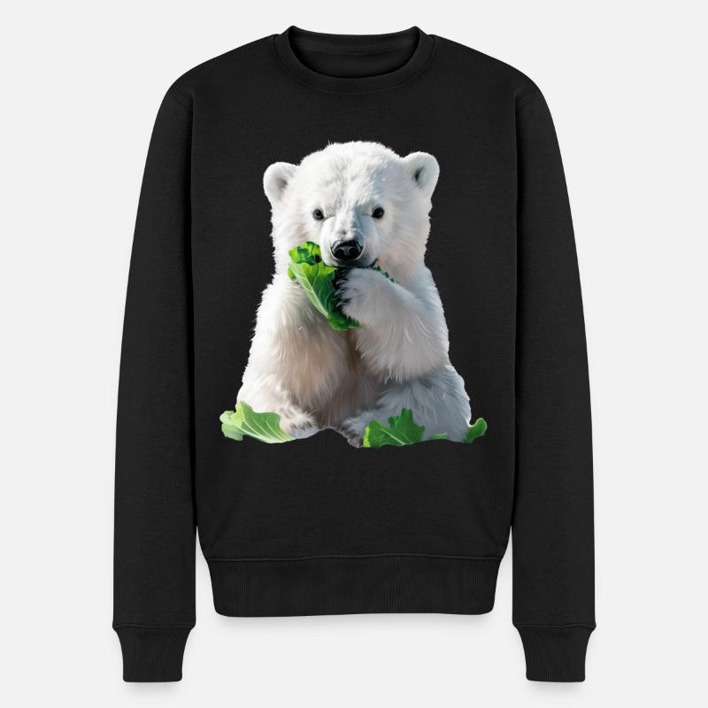 Ours blanc - Pull Premium bio Homme - noir