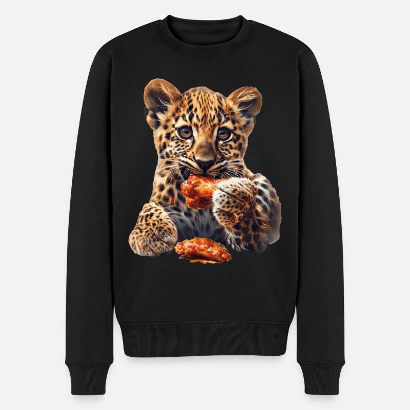 Leopard - Männer Premium Bio Pullover - Schwarz