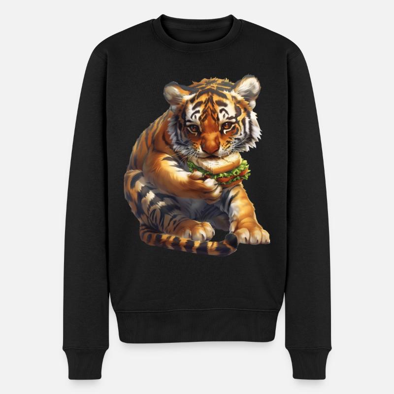 Tiger - Männer Premium Bio Pullover - Schwarz