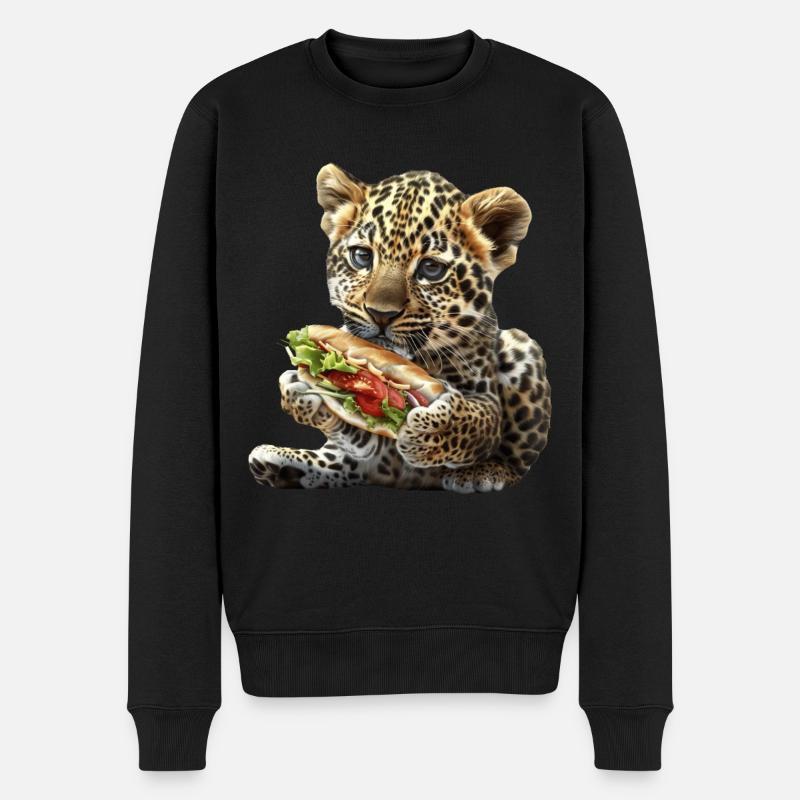 Leopard - Männer Premium Bio Pullover - Schwarz