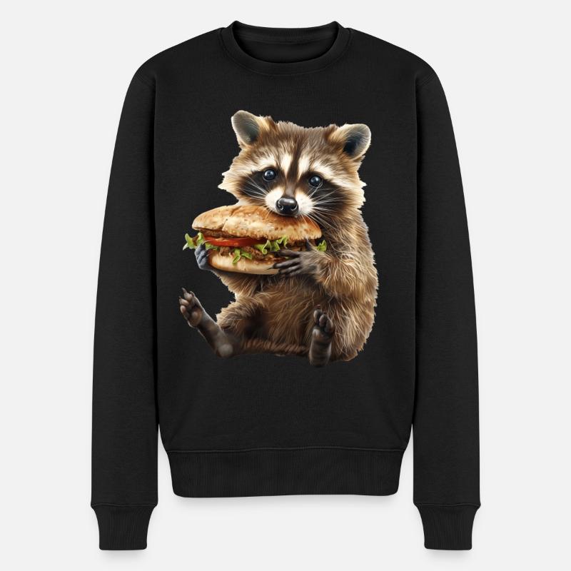Waschbär - Männer Premium Bio Pullover - Schwarz