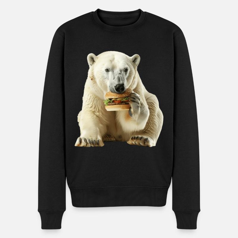 Ours blanc - Pull Premium bio Homme - noir