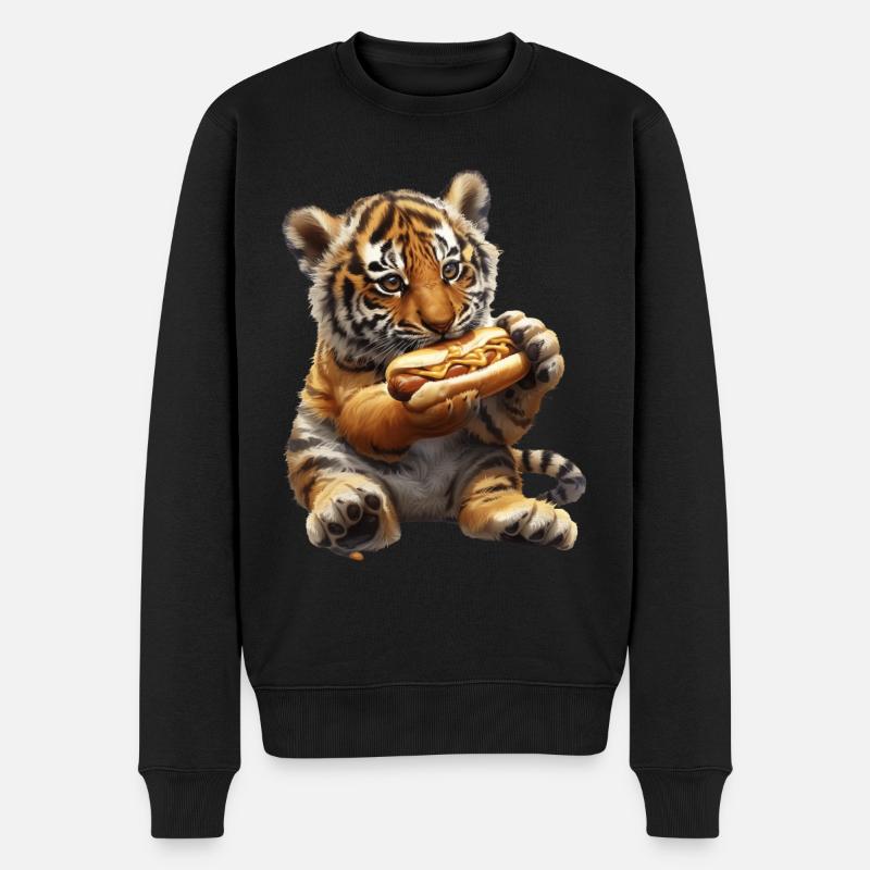 Tiger - Männer Premium Bio Pullover - Schwarz