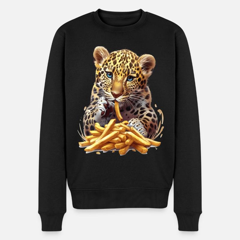 Leopard - Männer Premium Bio Pullover - Schwarz