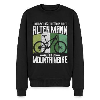 FULLY MTB HARDTAIL ALTER MANN MOUNTAINBIKE SPRUCH - Männer Premium Bio Pullover - Schwarz - Vorne - Nico (187cm)