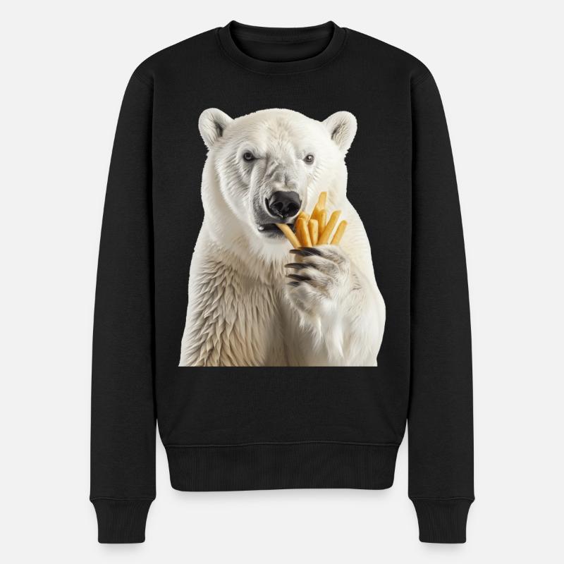 Ours blanc - Pull Premium bio Homme - noir