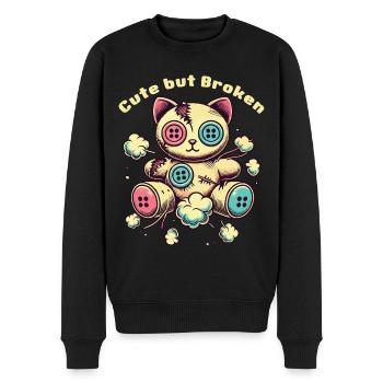 Psychopathe mental Chat mignon mais cassé - Pull Premium bio Homme - noir - Devant - Nico (187cm)