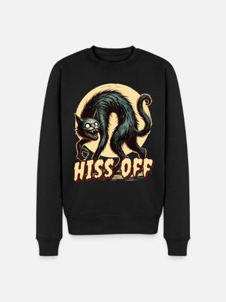 Creepy Cat Art Hiss Off - Men's Premium Organic Jumper - black