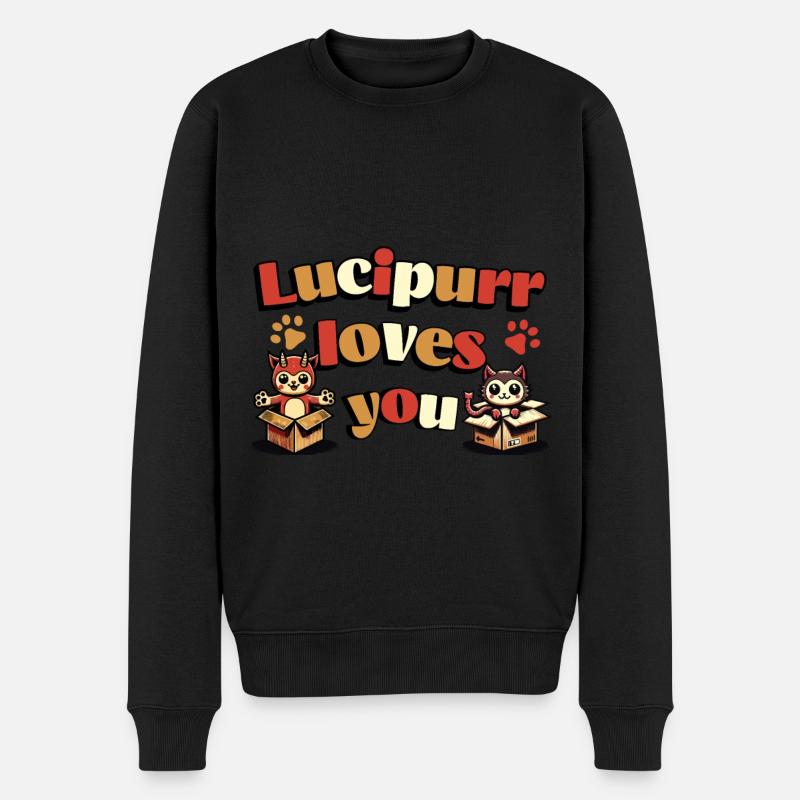 Drôles de chats Lucipurr t’aime - Pull Premium bio Homme - noir