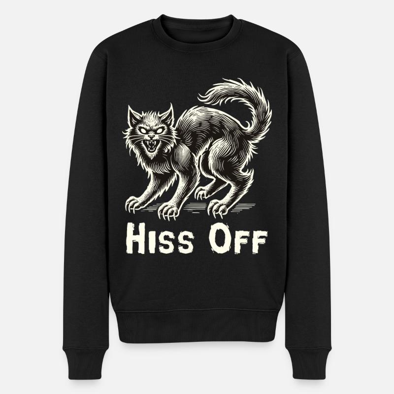 Katzenliebhaber Halloween Hiss Off - Männer Premium Bio Pullover - Schwarz