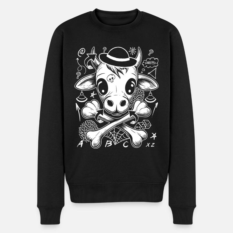Comic Kuhschädel T-Shirt für urbane Mode - Männer Premium Bio Pullover - Schwarz